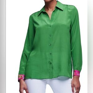 EUC L’Agence Gio Button Down Silk Shirt Size XL